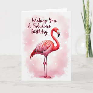 Cartão de Aniversário de Pássaro Rosa
