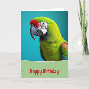 Cartão de aniversário de pássaro verde exótico