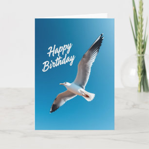 Cartão de Aniversário de Pássaro Voando Alto