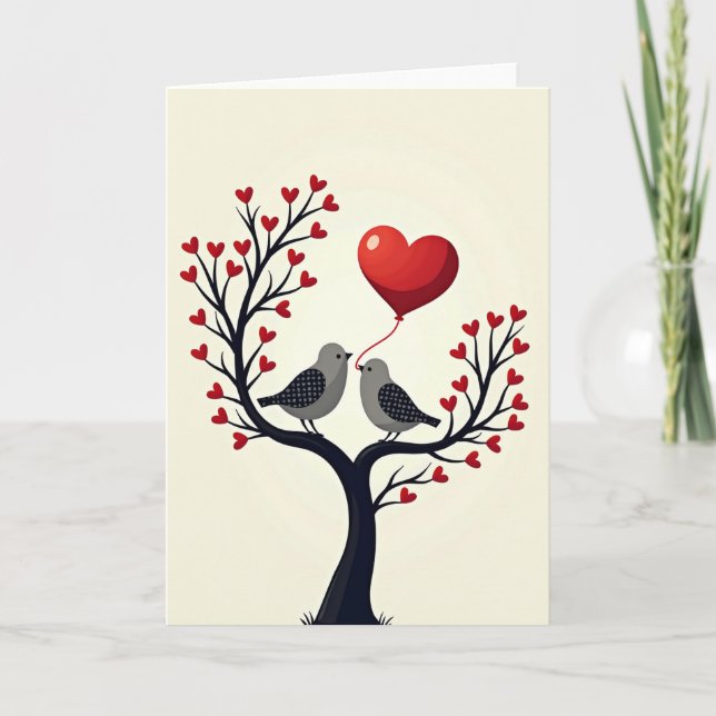 Cartão de Aniversário de Pássaros do Amor (Frente)