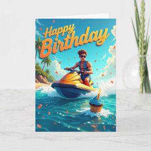 Cartão de Aniversário de Passeio Aquático Alegre