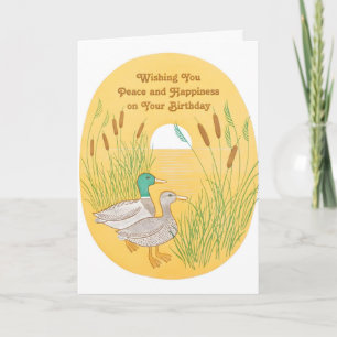 Cartão de Aniversário de Pato-real com Letterpress