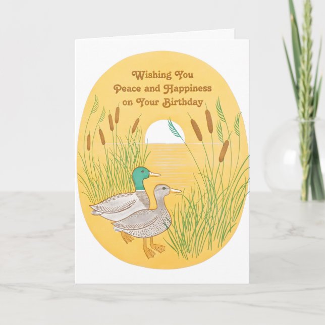 Cartão de Aniversário de Pato-real com Letterpress (Frente)