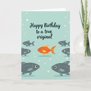 Cartão de Aniversário de Peixe Laranja