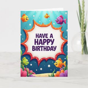 Cartão de Aniversário de Peixe Subaquático