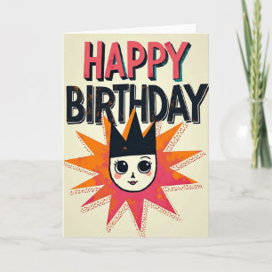 Cartão de Aniversário de Personagem Vibrante
