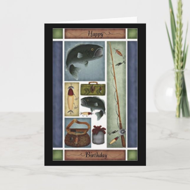 Cartão de Aniversário de Pesca (Frente)