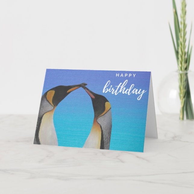 Cartão de aniversário de pinguim (Frente)