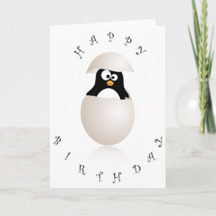 Cartão de aniversário de pinguim bonito