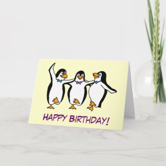 Cartão de Aniversário de Pinguins Dançantes