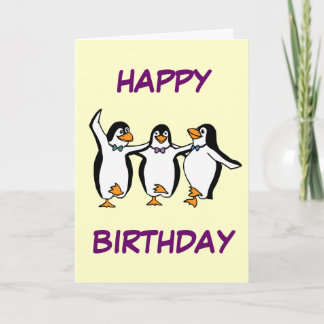 Cartão de Aniversário de Pinguins Dançantes