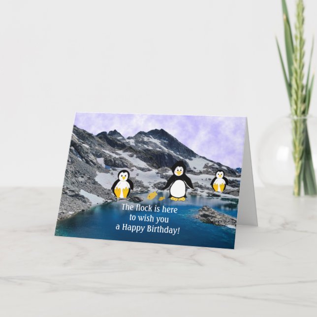 Cartão de Aniversário de Pinguins Legais (Frente)
