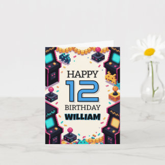Cartão de Aniversário de Pixel Art de Video Game