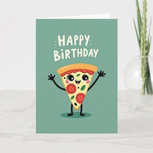 Cartão de Aniversário de Pizza Caprichoso