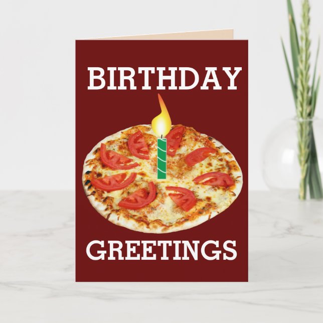 CARTÃO DE ANIVERSÁRIO DE PIZZA VEGETARIANA (Frente)