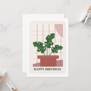 Cartão de Aniversário de Planta de Folha de Monste