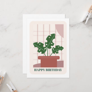 Cartão de Aniversário de Planta de Folha de Monste