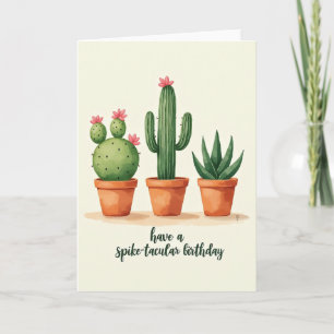 Cartão de Aniversário de Plantas em Vasos Doces