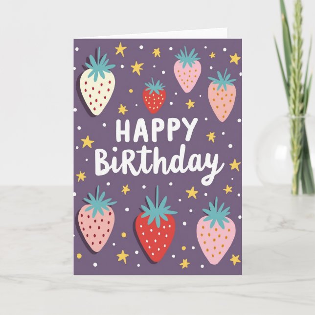 Cartão de Aniversário de Plum Berry (Frente)