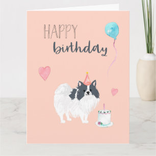 Cartão de aniversário de Pomerânia (preto e branco