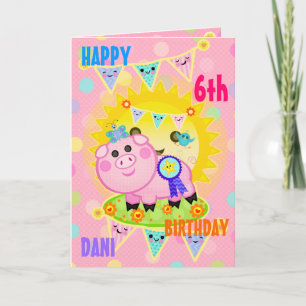 Cartão de aniversário de porco de Gilr com fotogra