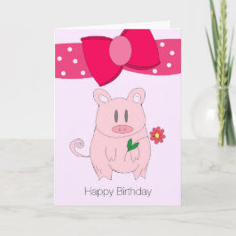 Cartão de Aniversário de Porquinho Divertido