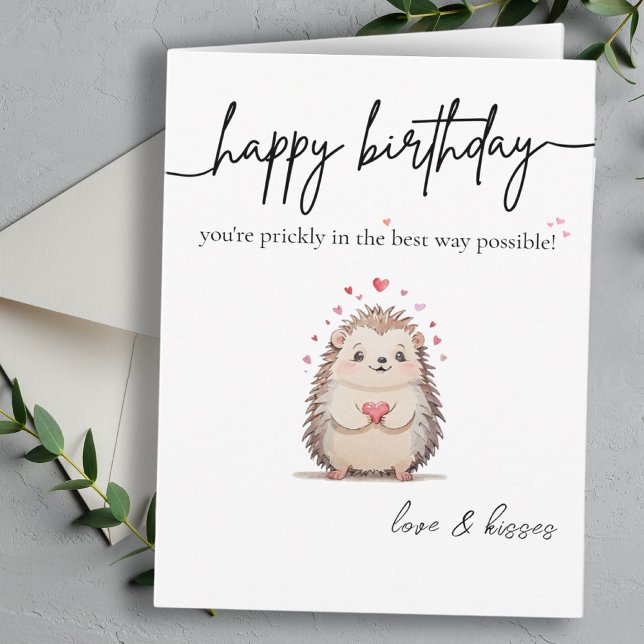 Cartão de Aniversário de Portão de Aquecedor de Co (Cute & Simple Watercolor Hedgehog Birthday Card )