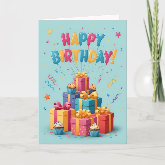 Cartão de Aniversário de Presente Colorido – Diver (Frente)