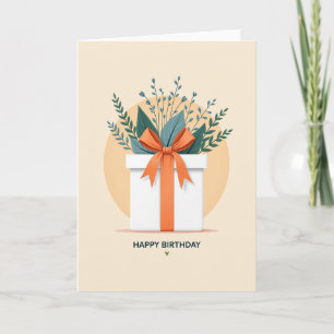 Cartão de Aniversário de Presente Embrulhado