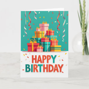 Cartão de Aniversário de Presente Empilhado
