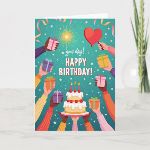 Cartão de Aniversário de Presentes