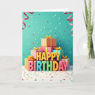 Cartão de Aniversário de Presentes Coloridos