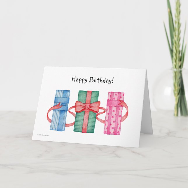 Cartão de Aniversário de Presentes Coloridos (Frente)