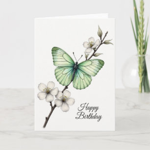 Cartão de Aniversário de Primavera com Flor e Inse
