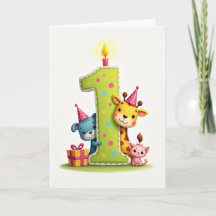 Cartão de Aniversário de Primeiro Aniversário com