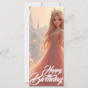 Cartão de Aniversário de Princesa em Rosa