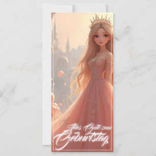 Cartão de aniversário de princesa em rosa