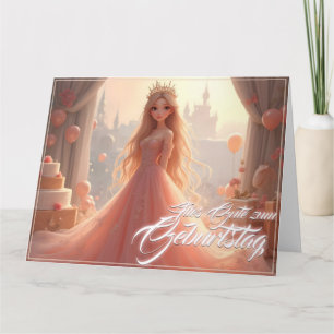 Cartão de aniversário de princesa em rosa
