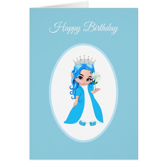 Cartão de Aniversário de Princesa Fofa Vestida de  (Frente)