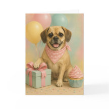 Cartão de Aniversário de Puggle Fofo