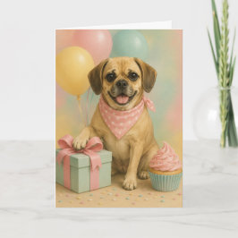 Cartão de Aniversário de Puggle Fofo