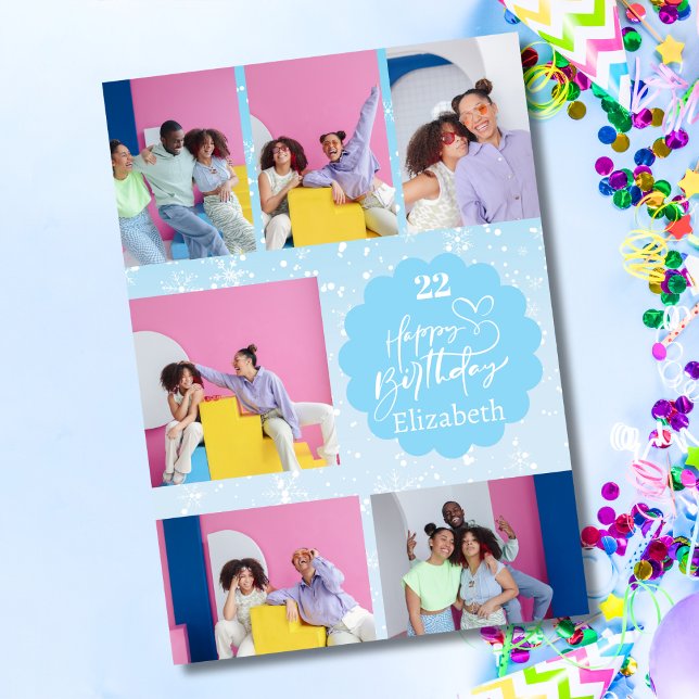 Cartão de Aniversário de Qualquer Idade Snowy Blue (Criador carregado)