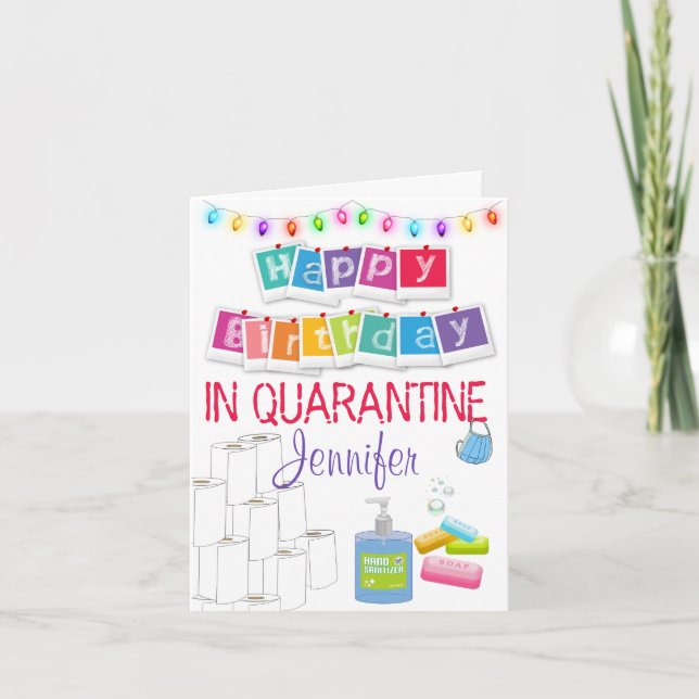 Cartão de Aniversário de Quarentena Feminina (Frente)