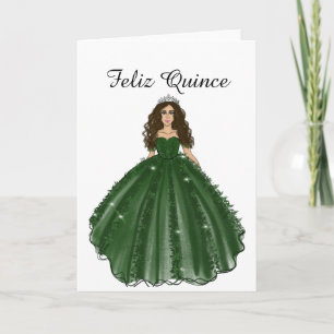 Cartão de Aniversário de Quince Anos Esmeralda - F