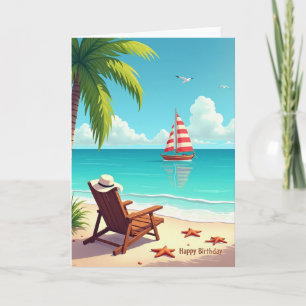 Cartão de Aniversário de Relaxamento à Beira-Mar