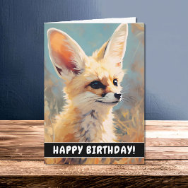 Cartão de Aniversário de Retrato Adorável Fennec F