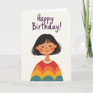 Cartão de Aniversário de Retrato Sereno