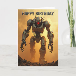 Cartão de Aniversário de Robô Poderoso