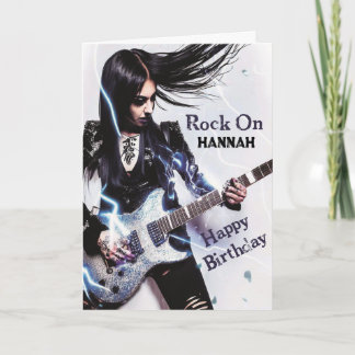 Cartão de Aniversário de Rockstar Feminina/Metal P
