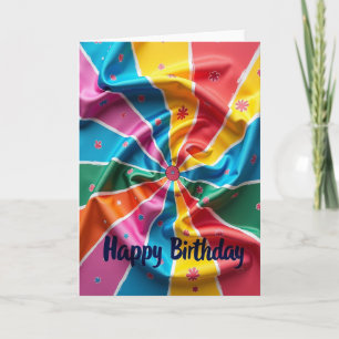 Cartão de Aniversário de Roda de Pinwheel Alegre